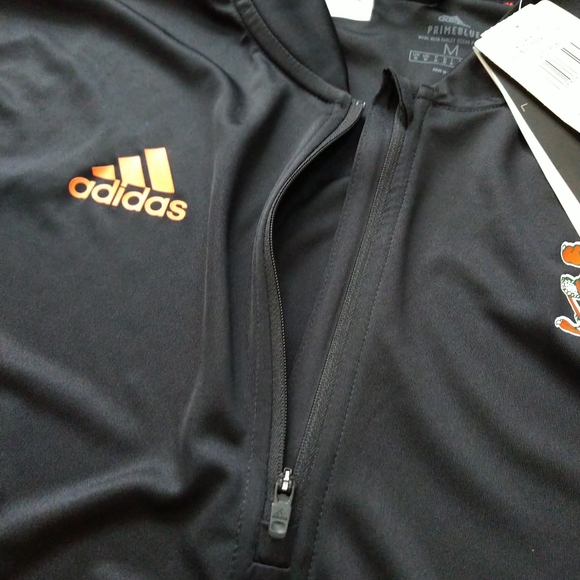 Medium Adidas NCAA Miami Hurricanes 1/4 Zip Knit Men’s Primeblue LS AZB001 SHIRT - Picture 4 of 9